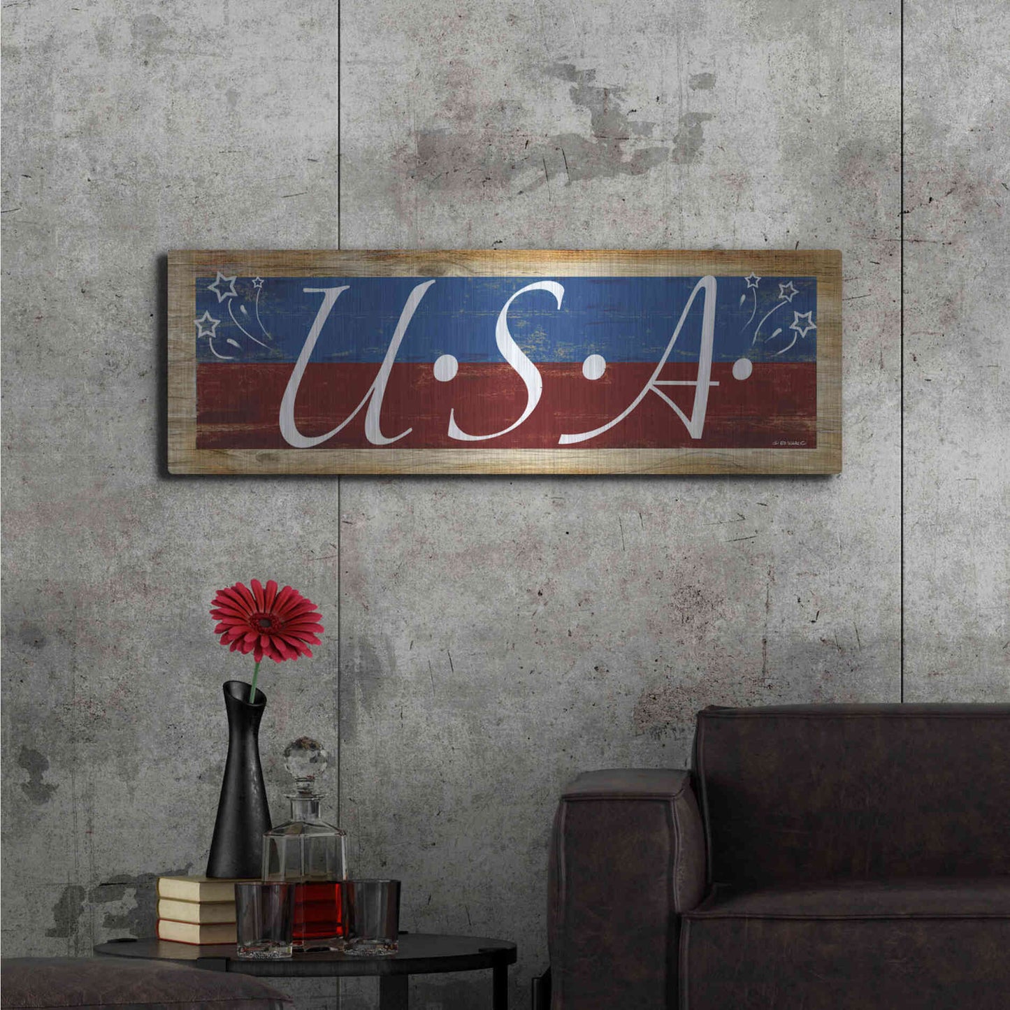 Luxe Metal Art 'USA' by Ed Wargo, Metal Wall Art,48x16