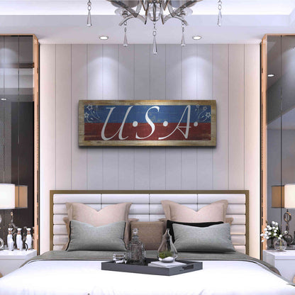 Luxe Metal Art 'USA' by Ed Wargo, Metal Wall Art,48x16