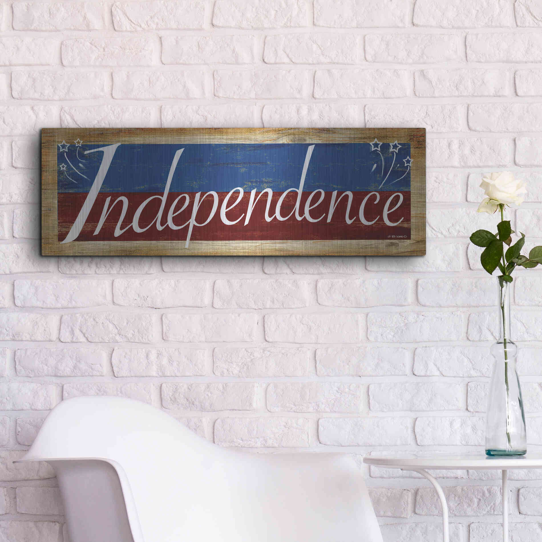 Luxe Metal Art 'Independence' by Ed Wargo, Metal Wall Art,36x12