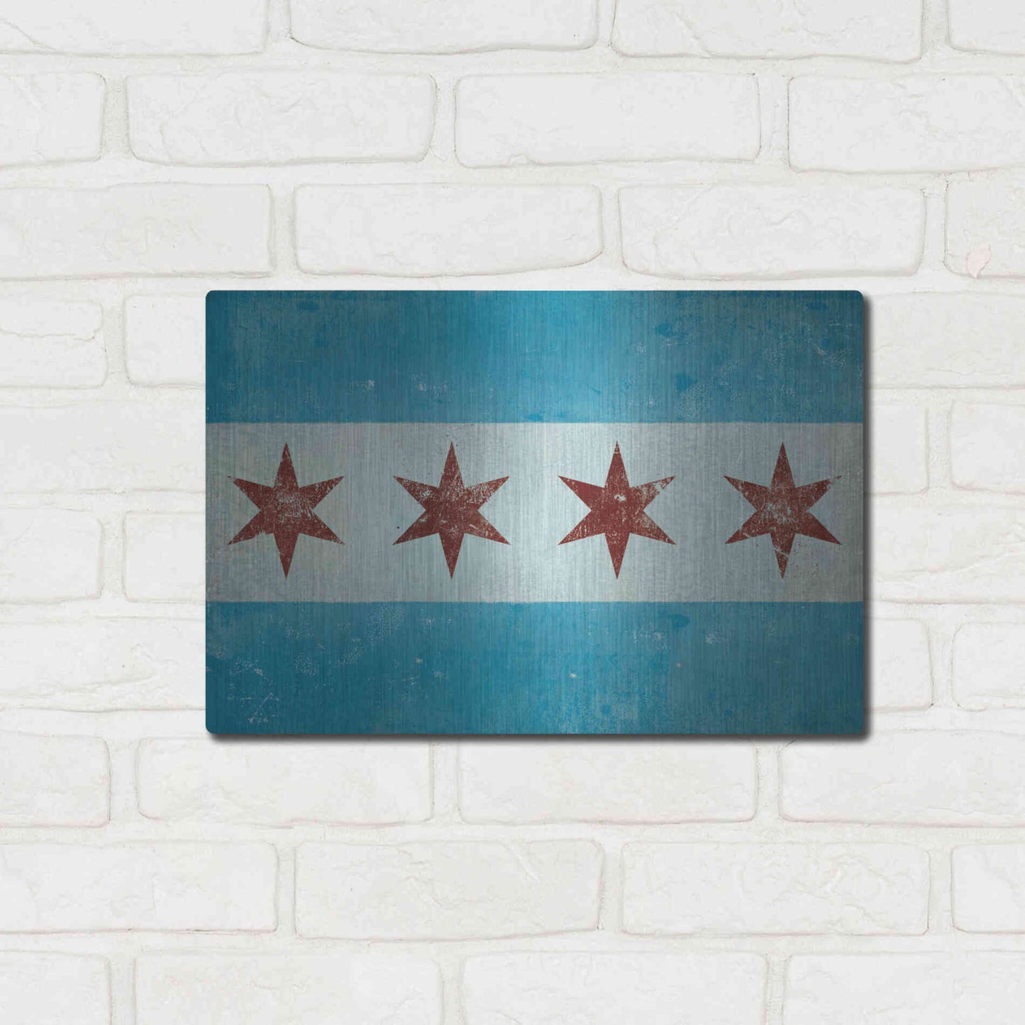 Luxe Metal Art 'Chicago Flag' by Ryan Fowler, Metal Wall Art,16x12