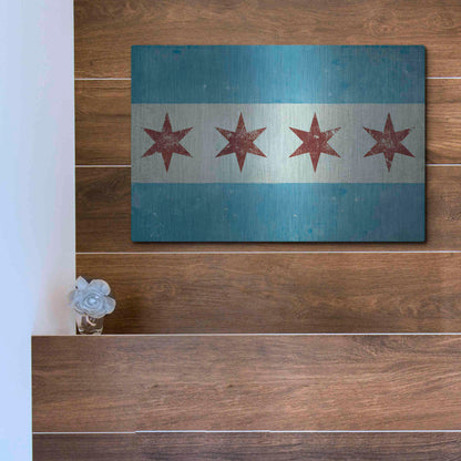 Luxe Metal Art 'Chicago Flag' by Ryan Fowler, Metal Wall Art,16x12