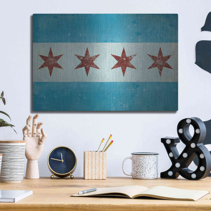 Luxe Metal Art 'Chicago Flag' by Ryan Fowler, Metal Wall Art,16x12
