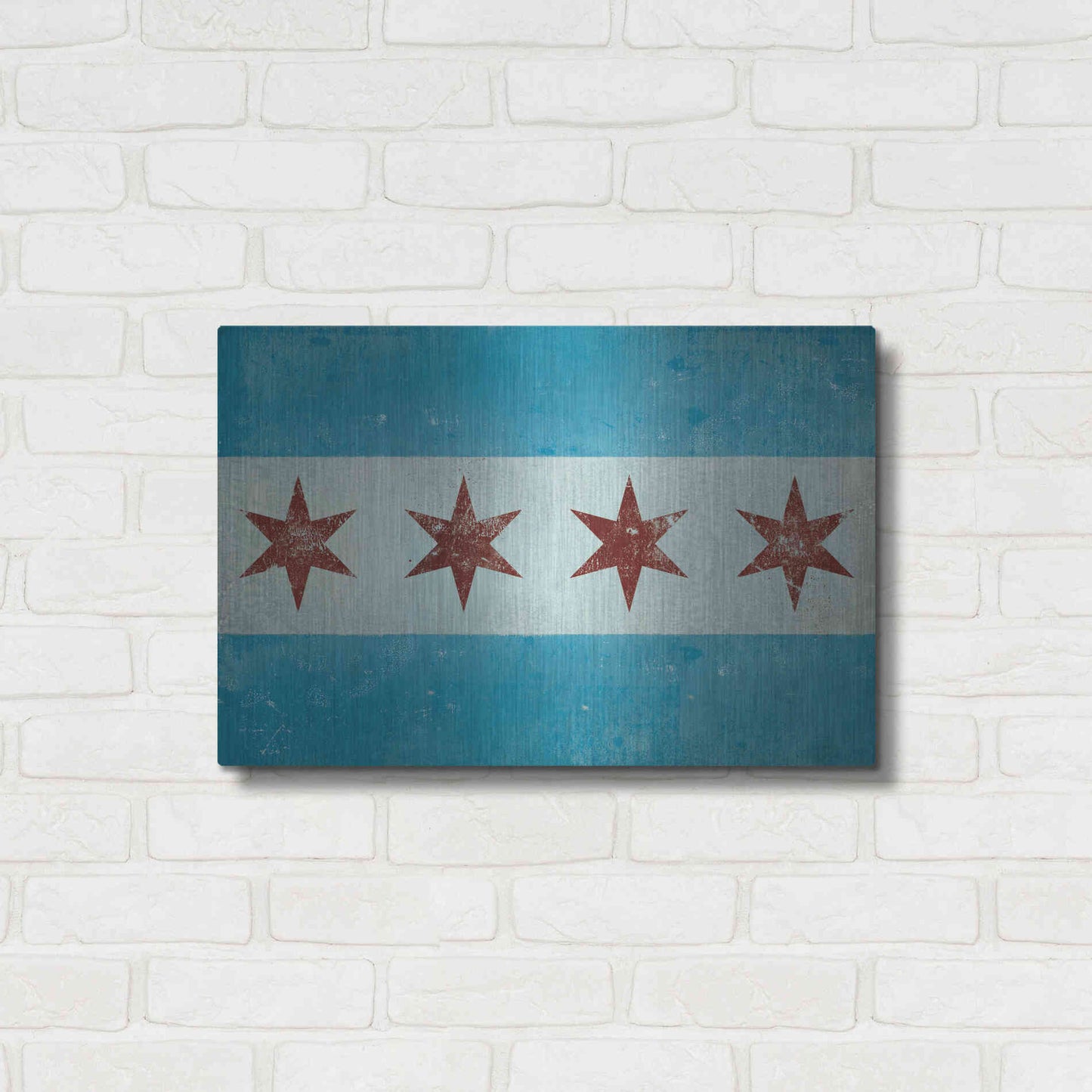 Luxe Metal Art 'Chicago Flag' by Ryan Fowler, Metal Wall Art,24x16