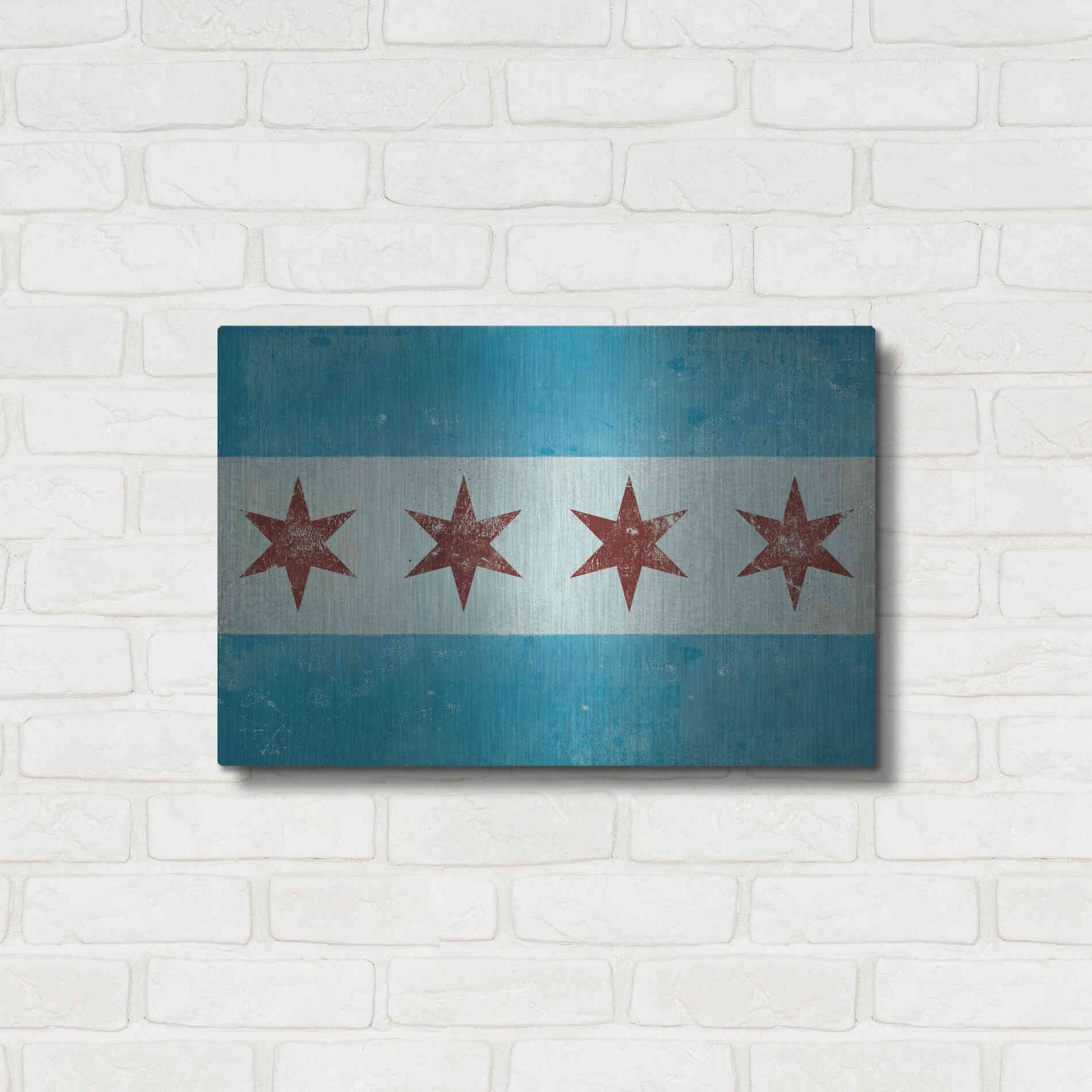 Luxe Metal Art 'Chicago Flag' by Ryan Fowler, Metal Wall Art,24x16