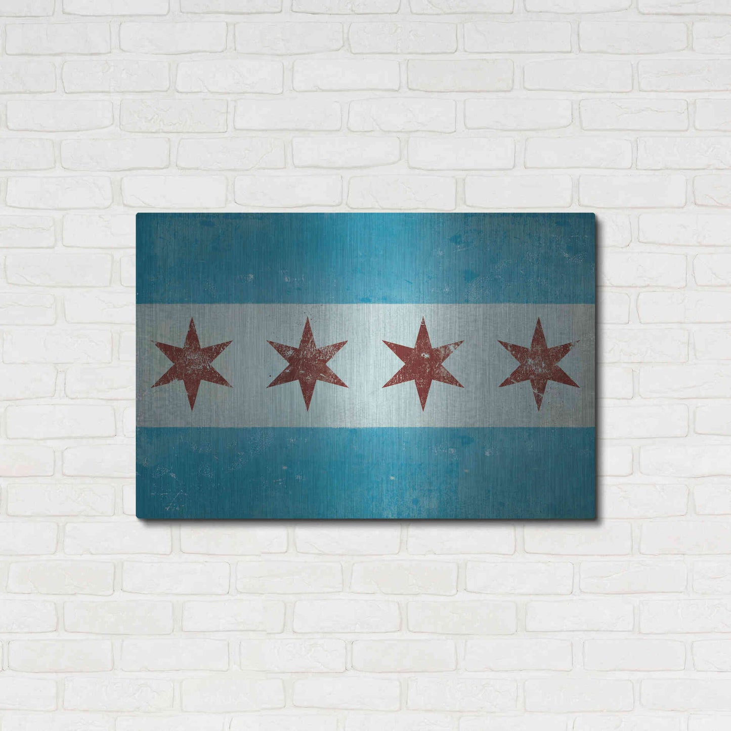 Luxe Metal Art 'Chicago Flag' by Ryan Fowler, Metal Wall Art,36x24