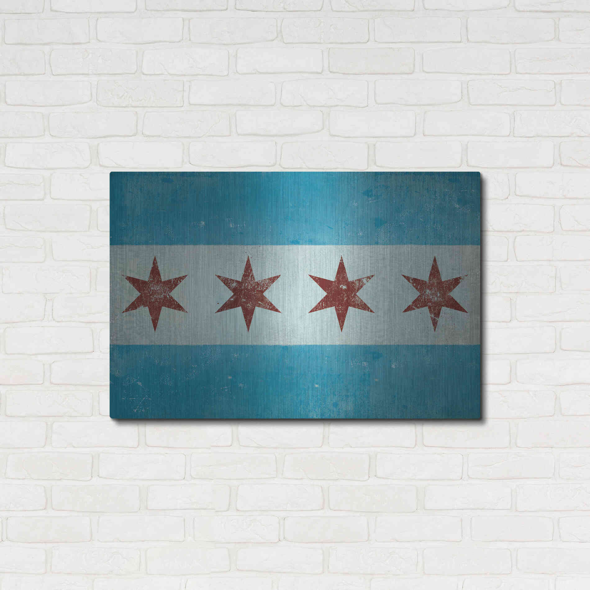 Luxe Metal Art 'Chicago Flag' by Ryan Fowler, Metal Wall Art,36x24