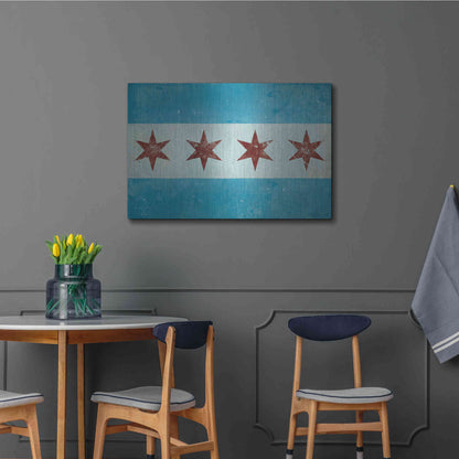 Luxe Metal Art 'Chicago Flag' by Ryan Fowler, Metal Wall Art,36x24
