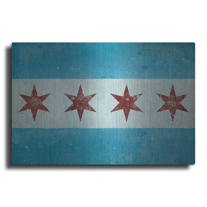 Luxe Metal Art 'Chicago Flag' by Ryan Fowler, Metal Wall Art