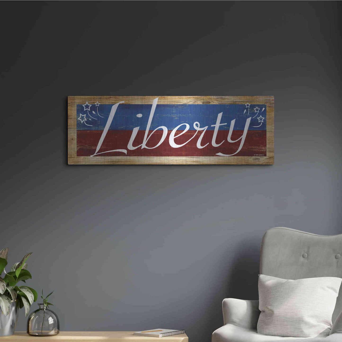 Luxe Metal Art 'Liberty' by Ed Wargo, Metal Wall Art,36x12