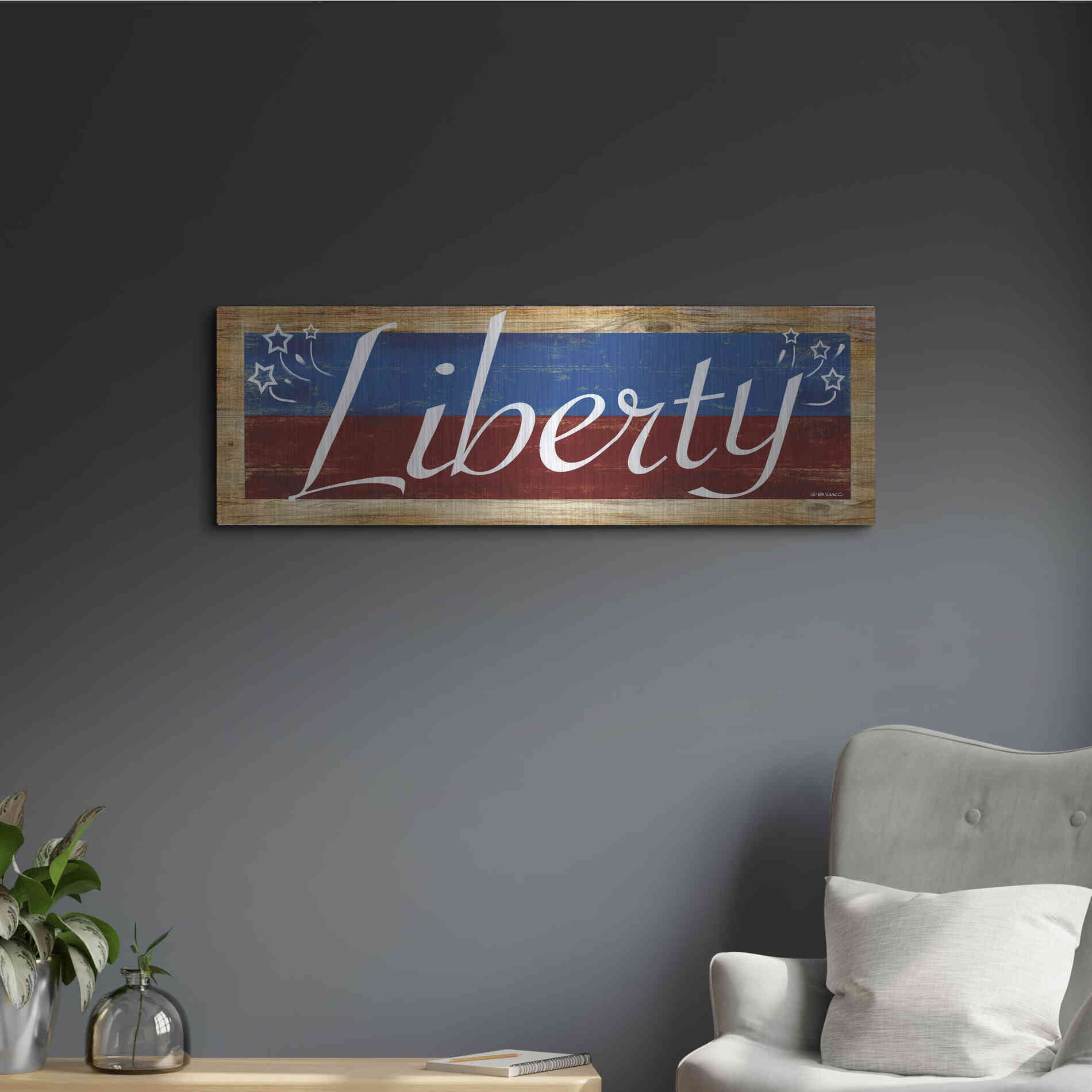 Luxe Metal Art 'Liberty' by Ed Wargo, Metal Wall Art,36x12