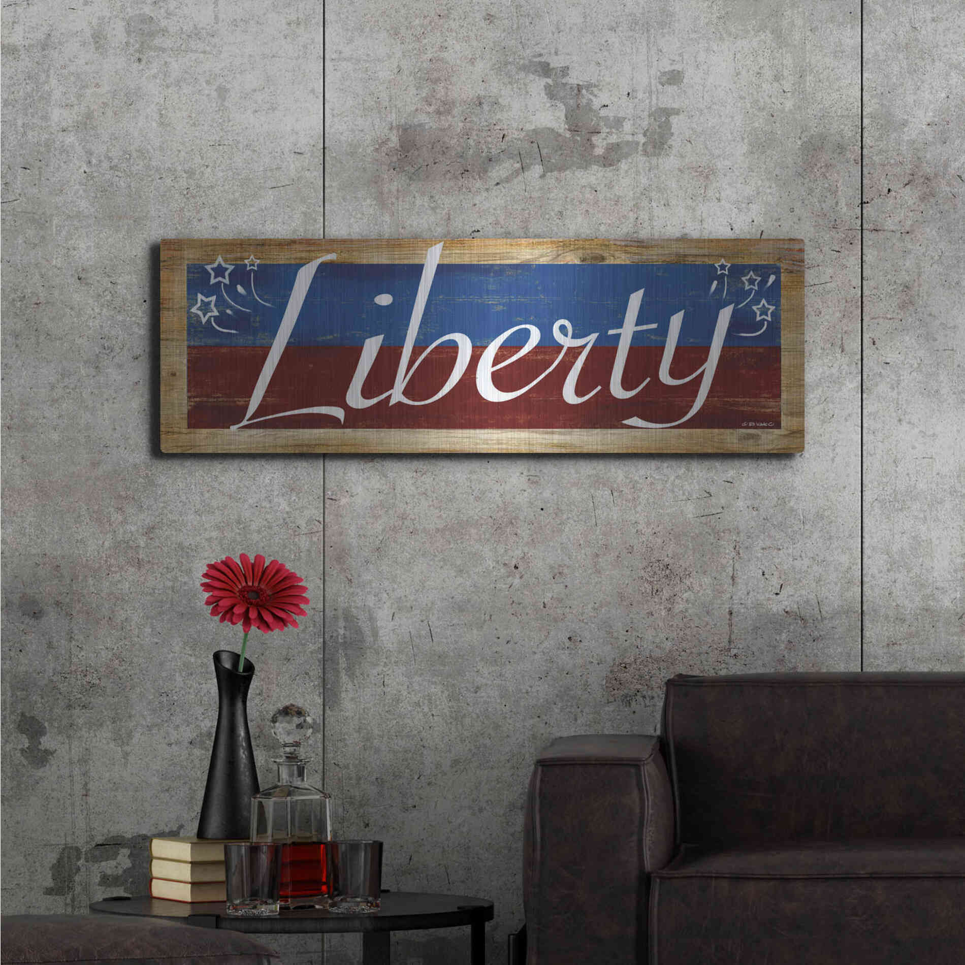 Luxe Metal Art 'Liberty' by Ed Wargo, Metal Wall Art,48x16