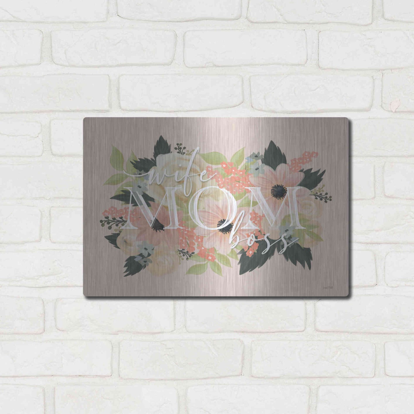 Luxe Metal Art 'Wife, Mom, Boss' by House Fenway, Metal Wall Art,16x12