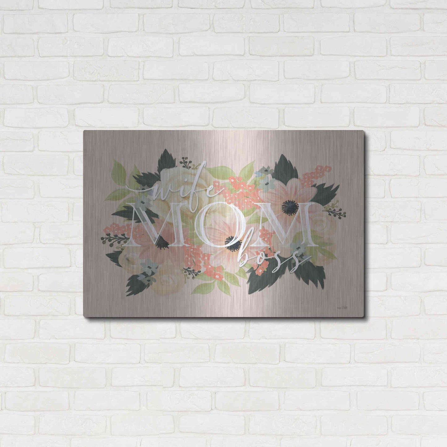 Luxe Metal Art 'Wife, Mom, Boss' by House Fenway, Metal Wall Art,36x24