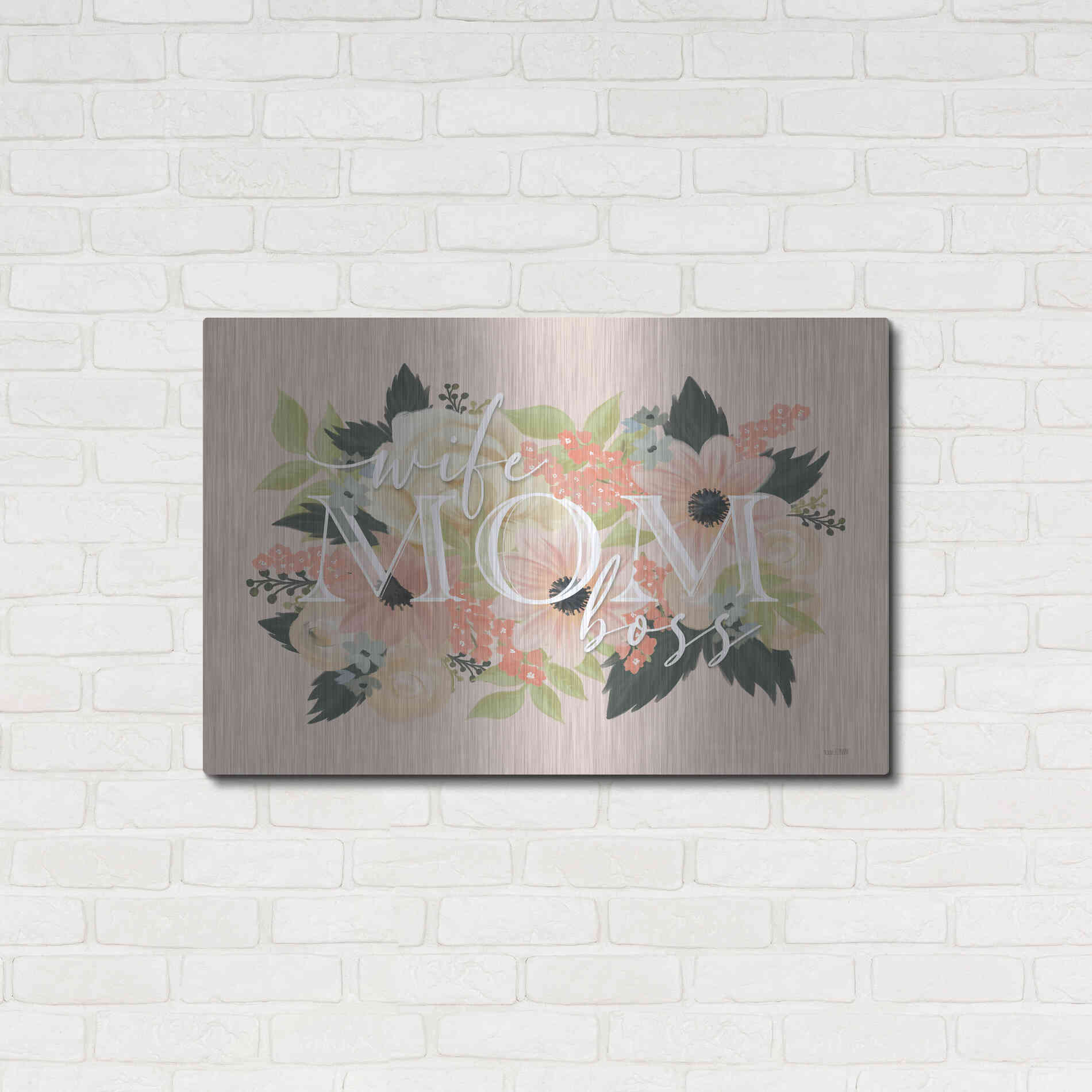 Luxe Metal Art 'Wife, Mom, Boss' by House Fenway, Metal Wall Art,36x24