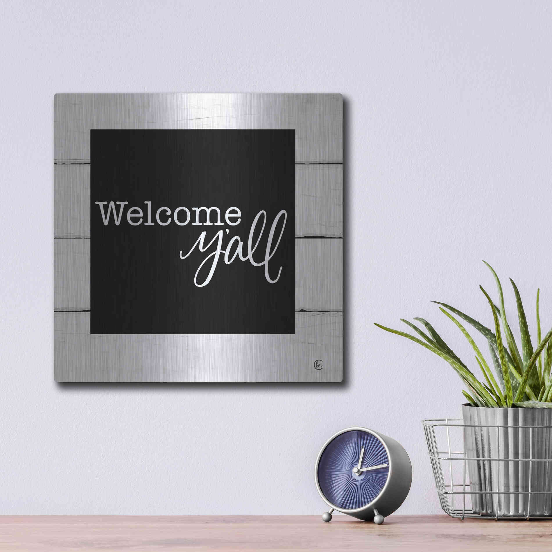 Luxe Metal Art 'Welcome Y'all ' by Fearfully Made Creations, Metal Wall Art,12x12