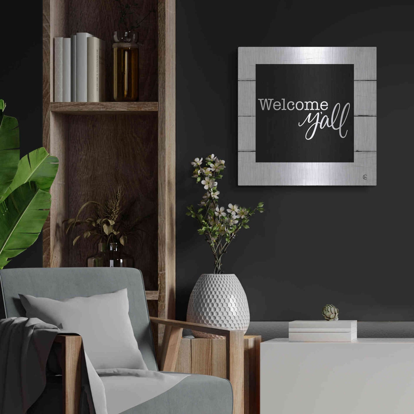 Luxe Metal Art 'Welcome Y'all ' by Fearfully Made Creations, Metal Wall Art,24x24