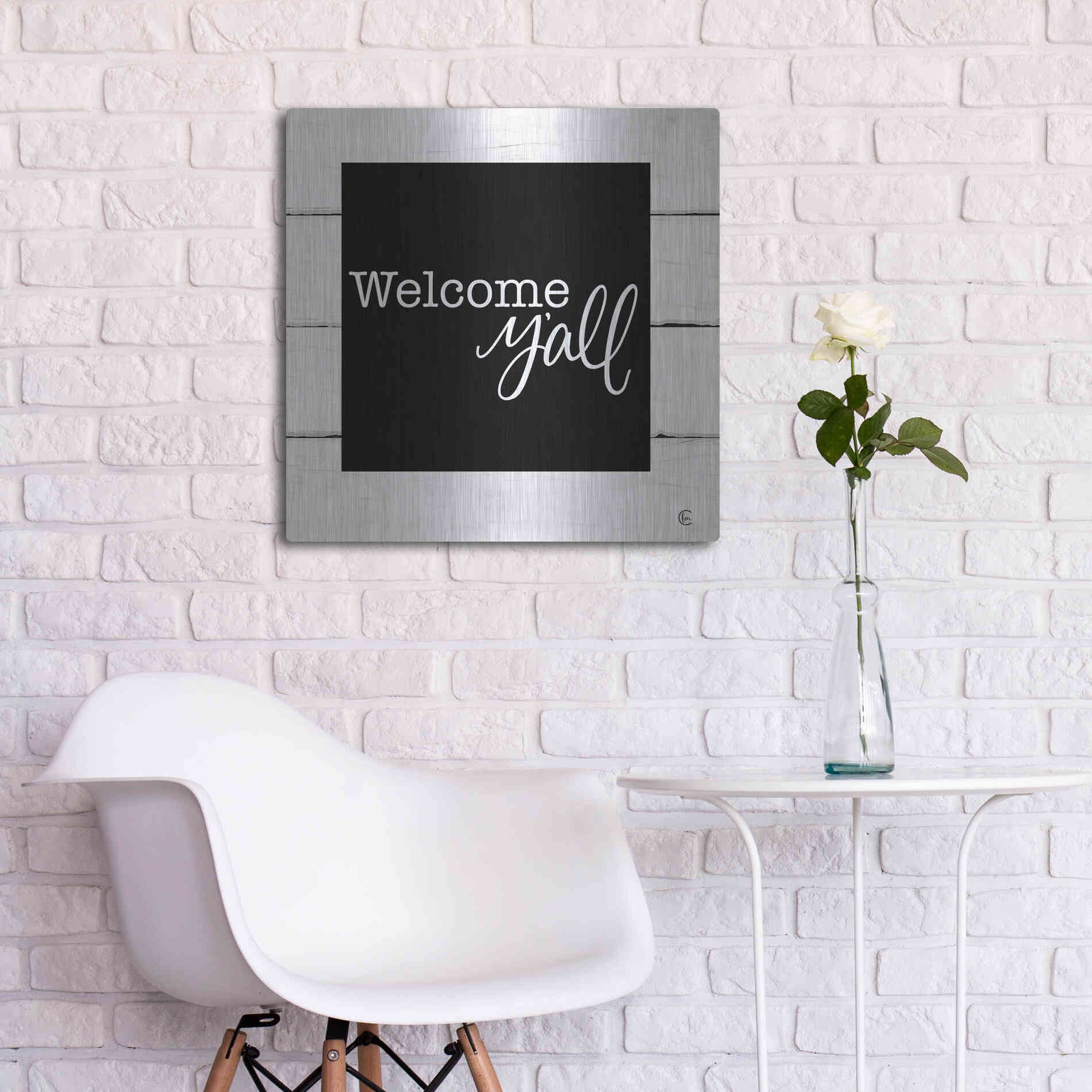 Luxe Metal Art 'Welcome Y'all ' by Fearfully Made Creations, Metal Wall Art,24x24