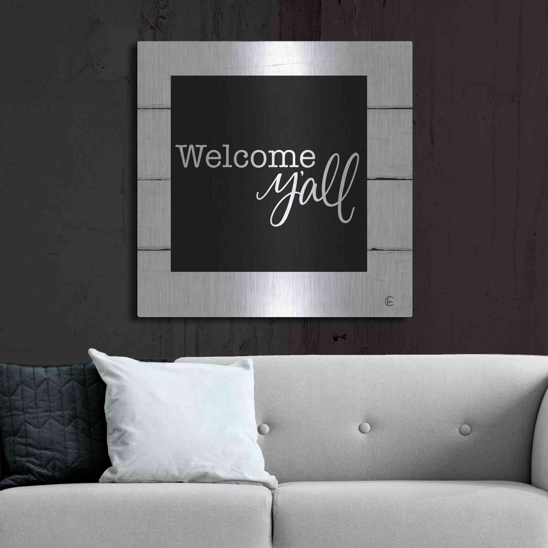 Luxe Metal Art 'Welcome Y'all ' by Fearfully Made Creations, Metal Wall Art,36x36