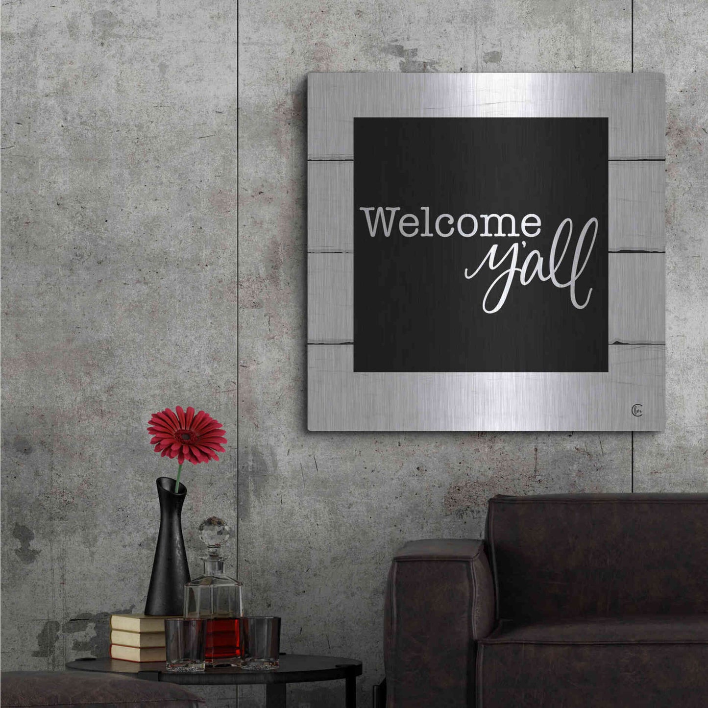 Luxe Metal Art 'Welcome Y'all ' by Fearfully Made Creations, Metal Wall Art,36x36