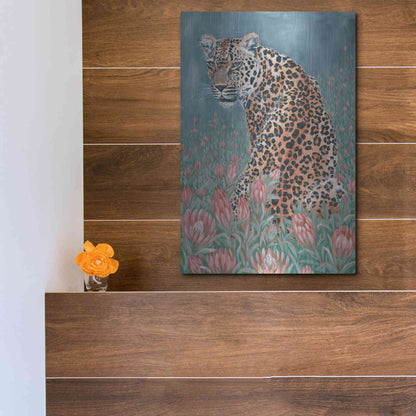 Luxe Metal Art 'Leopard in the Flowers' by JG Studios, Metal Wall Art,12x16