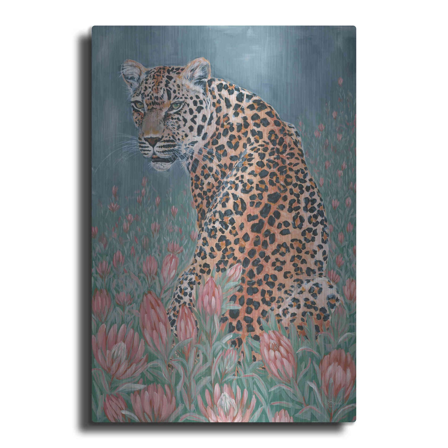 Luxe Metal Art 'Leopard in the Flowers' by JG Studios, Metal Wall Art