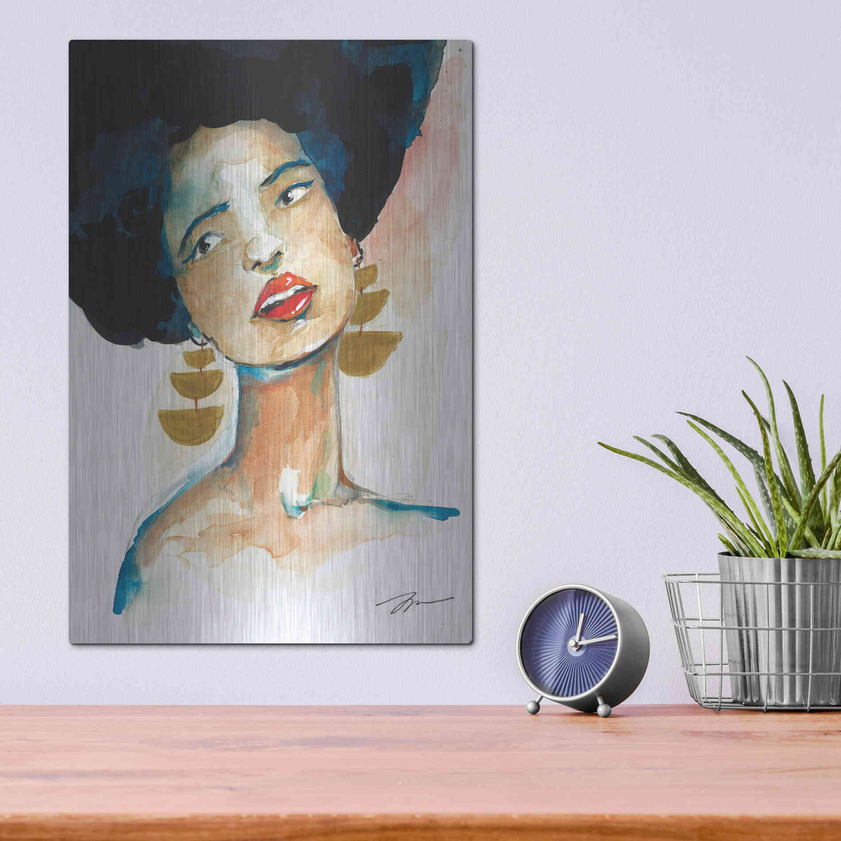 Luxe Metal Art 'Ophelia' by Jessica Mingo, Metal Wall Art,12x16