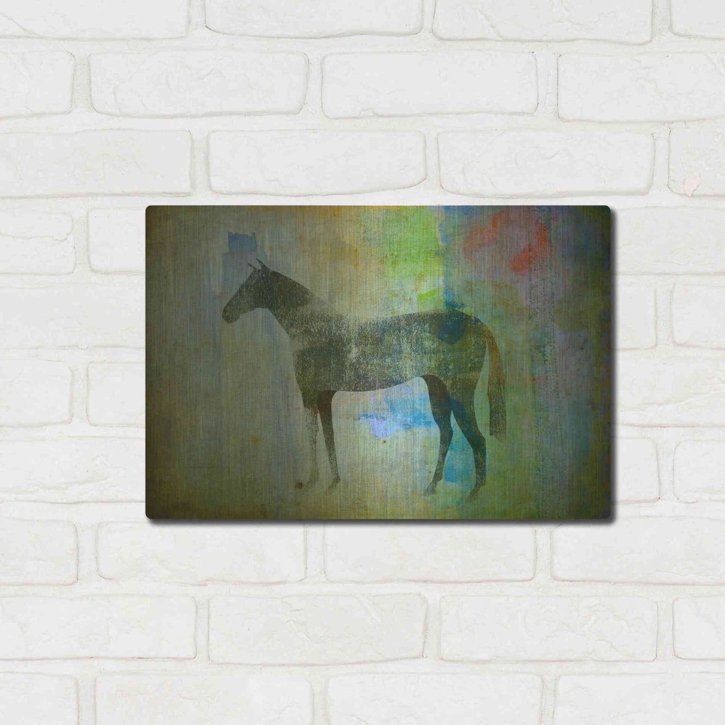 Luxe Metal Art 'Cheval Noir v3' by Ryan Fowler, Metal Wall Art,16x12