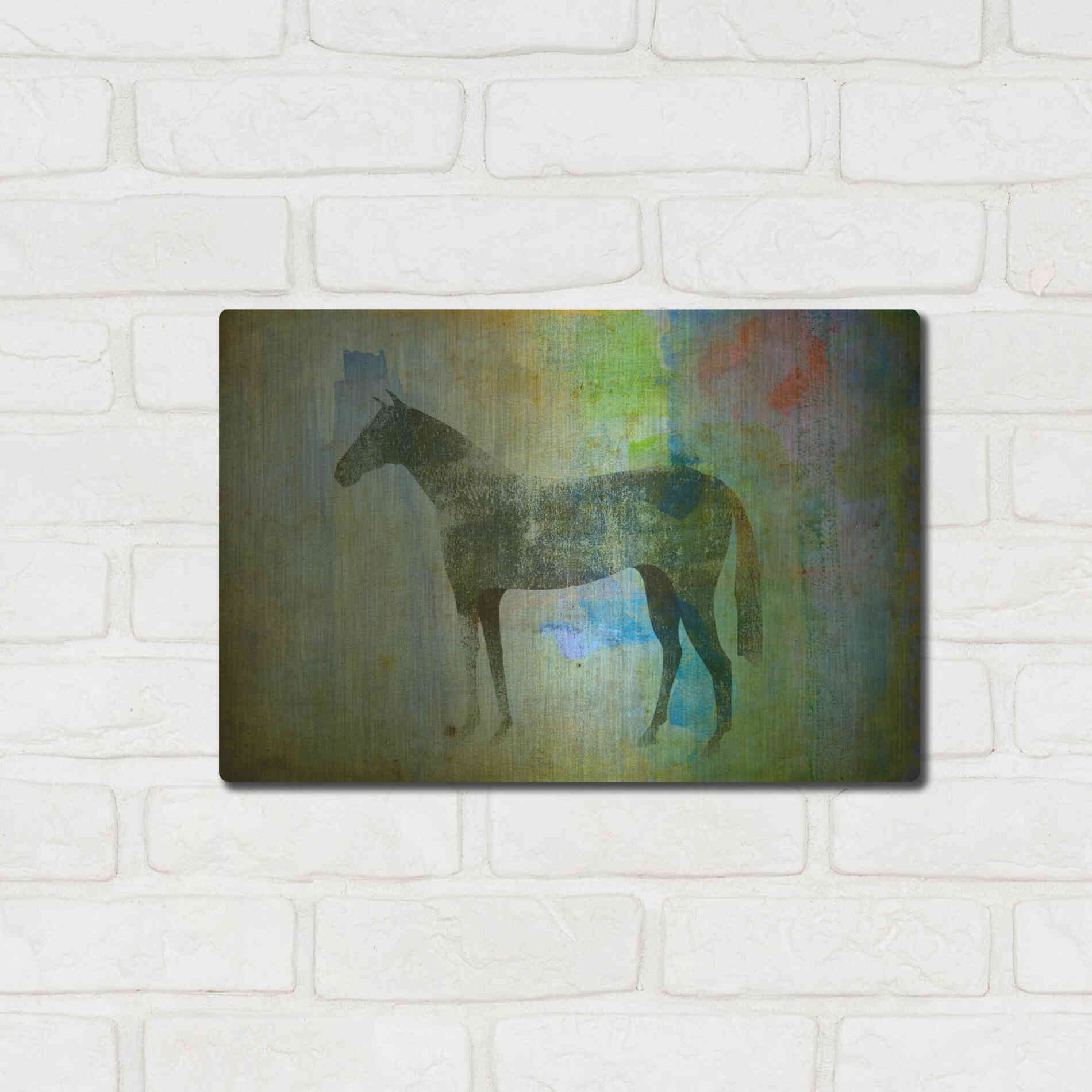 Luxe Metal Art 'Cheval Noir v3' by Ryan Fowler, Metal Wall Art,16x12