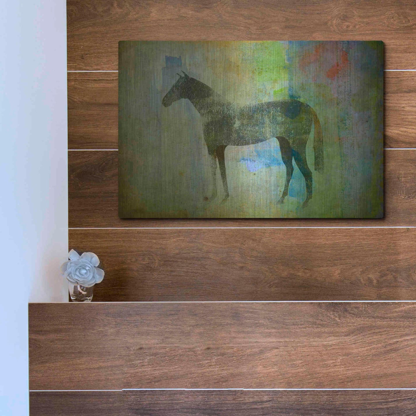 Luxe Metal Art 'Cheval Noir v3' by Ryan Fowler, Metal Wall Art,16x12