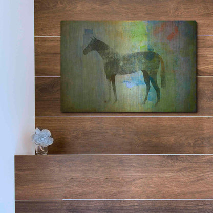 Luxe Metal Art 'Cheval Noir v3' by Ryan Fowler, Metal Wall Art,16x12