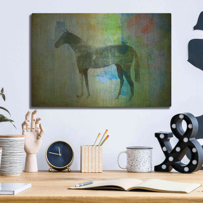Luxe Metal Art 'Cheval Noir v3' by Ryan Fowler, Metal Wall Art,16x12