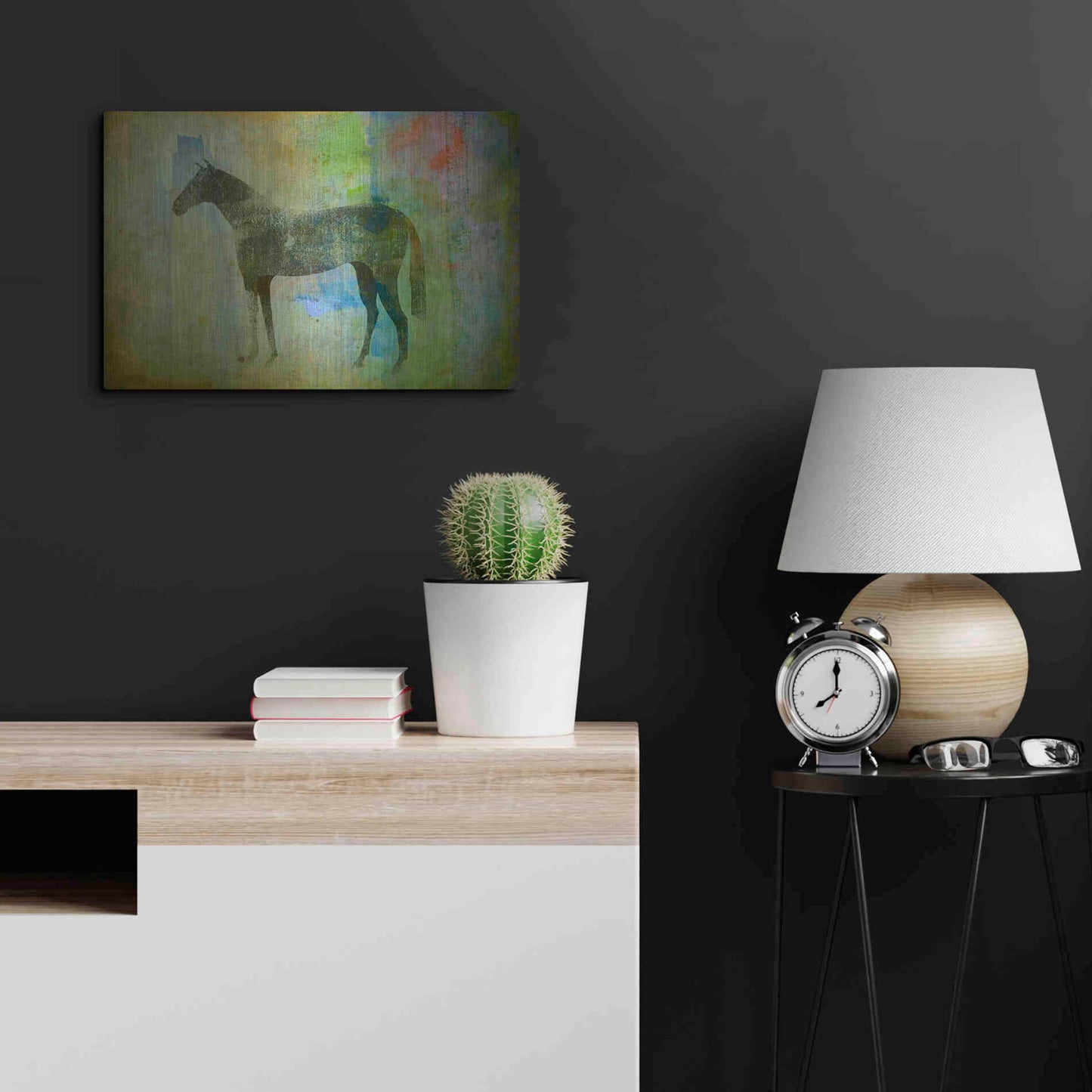 Luxe Metal Art 'Cheval Noir v3' by Ryan Fowler, Metal Wall Art,24x16