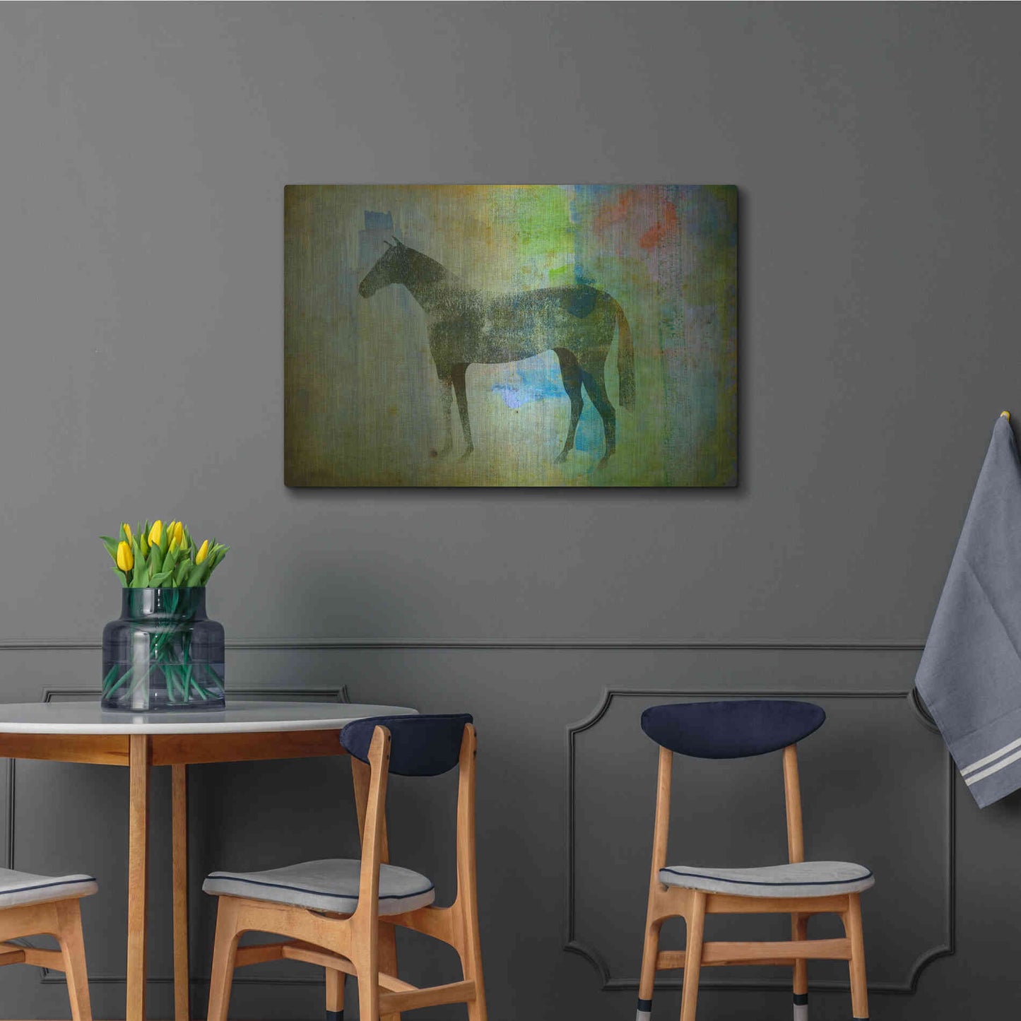 Luxe Metal Art 'Cheval Noir v3' by Ryan Fowler, Metal Wall Art,36x24