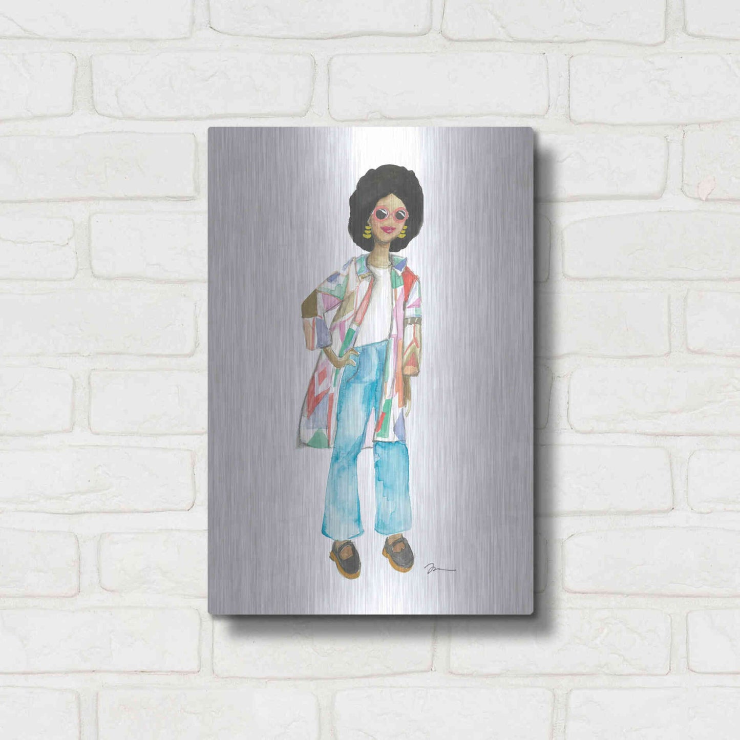 Luxe Metal Art 'Coat of Many Colors' by Jessica Mingo, Metal Wall Art,12x16