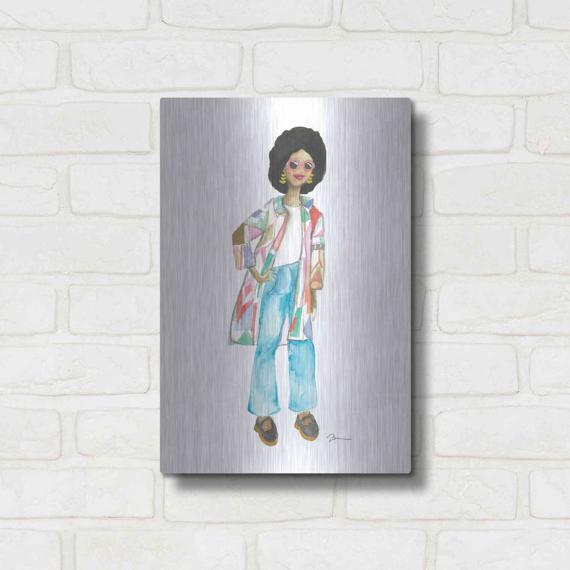 Luxe Metal Art 'Coat of Many Colors' by Jessica Mingo, Metal Wall Art,12x16