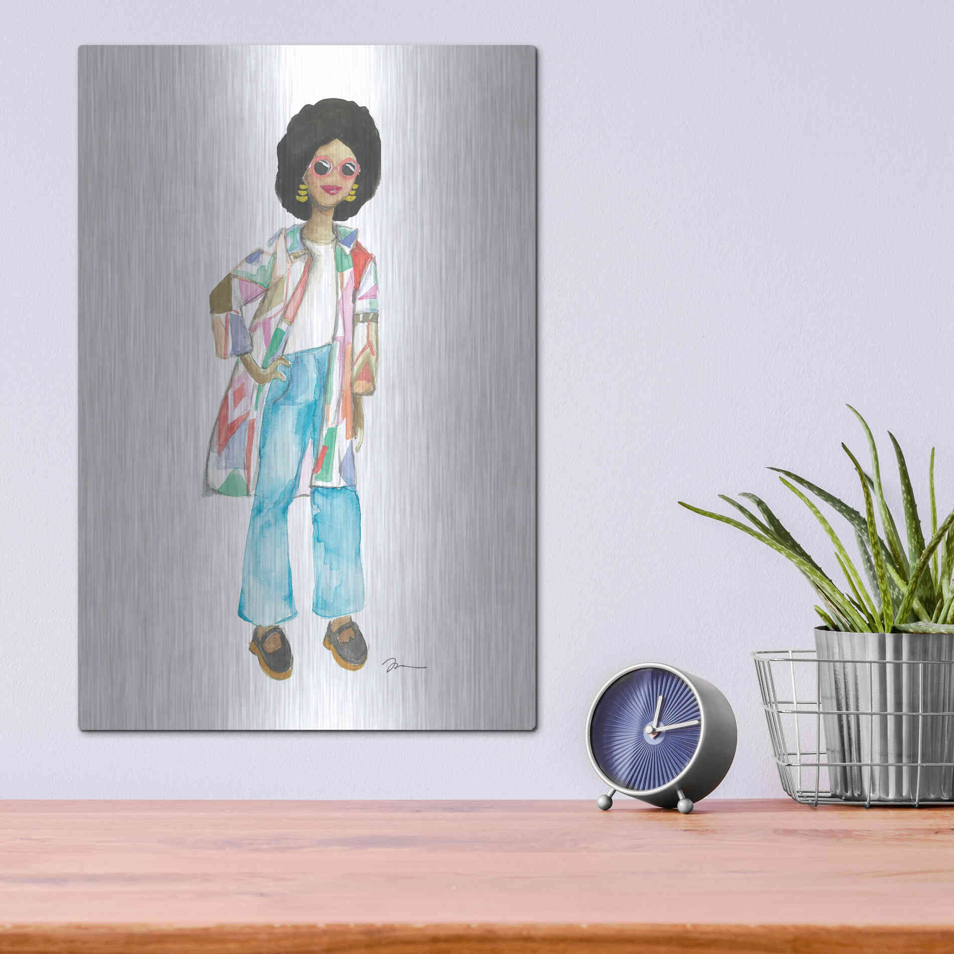 Luxe Metal Art 'Coat of Many Colors' by Jessica Mingo, Metal Wall Art,12x16