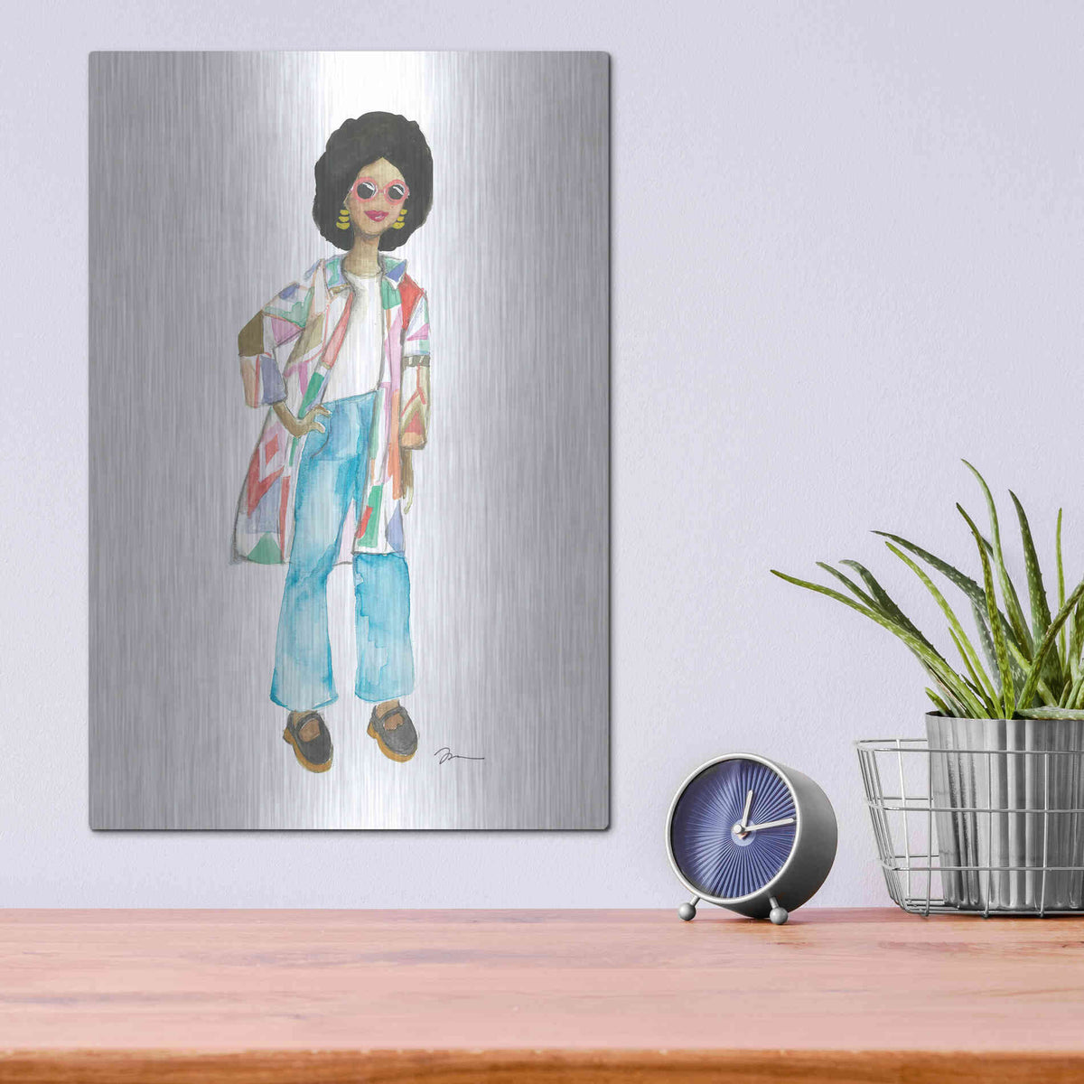 Luxe Metal Art 'Coat of Many Colors' by Jessica Mingo, Metal Wall Art,12x16