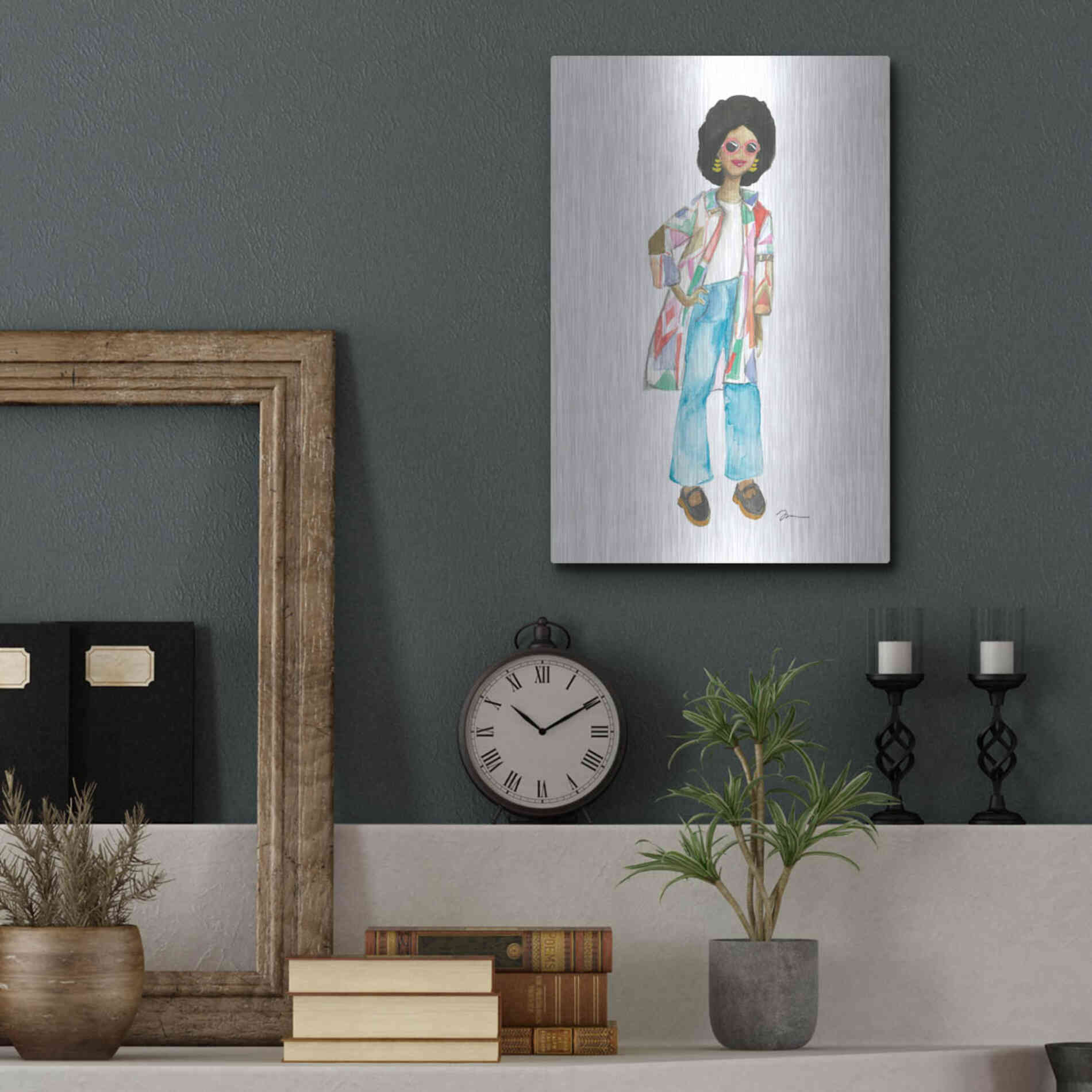 Luxe Metal Art 'Coat of Many Colors' by Jessica Mingo, Metal Wall Art,12x16