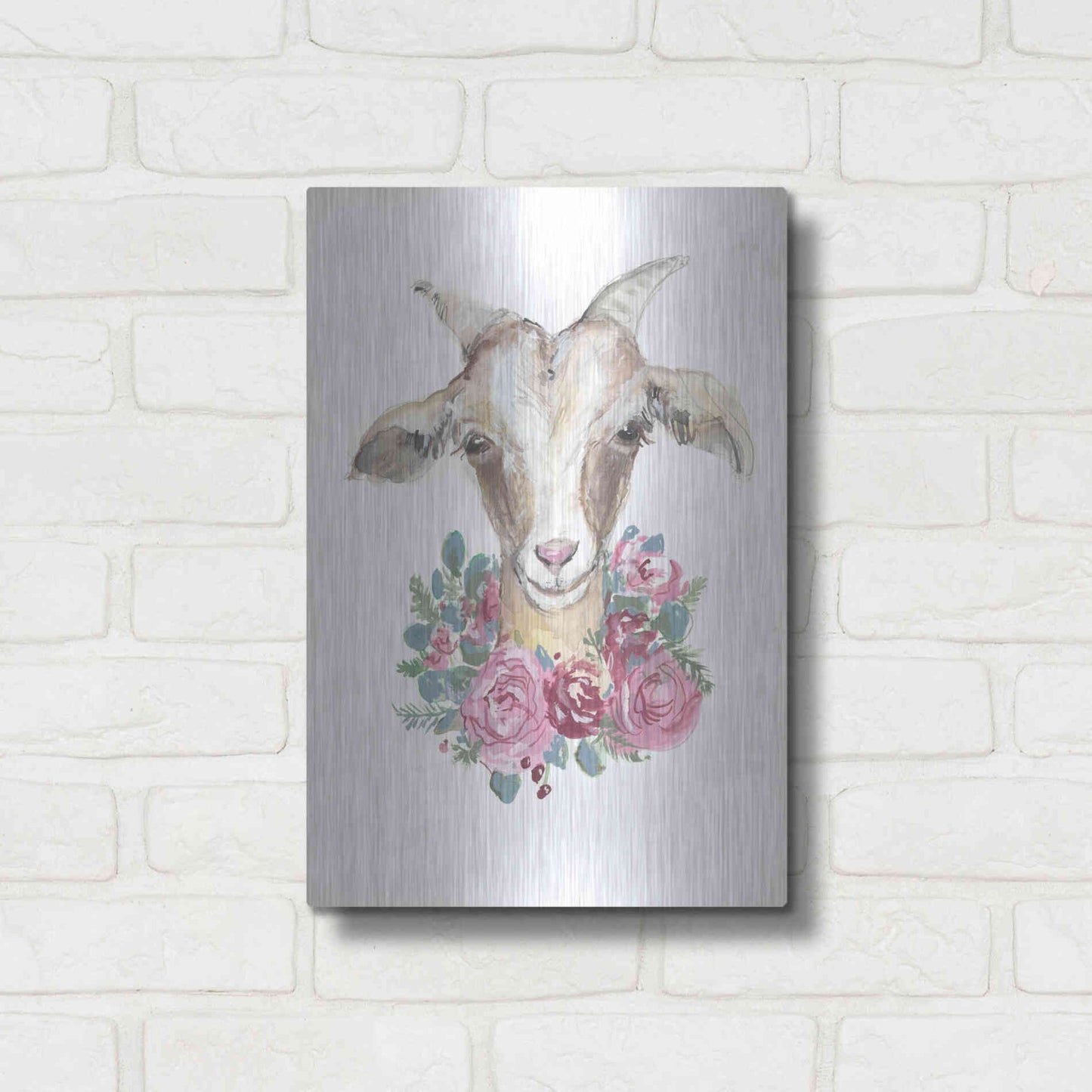 Luxe Metal Art 'Rosie the Goat' by Jessica Mingo, Metal Wall Art,12x16