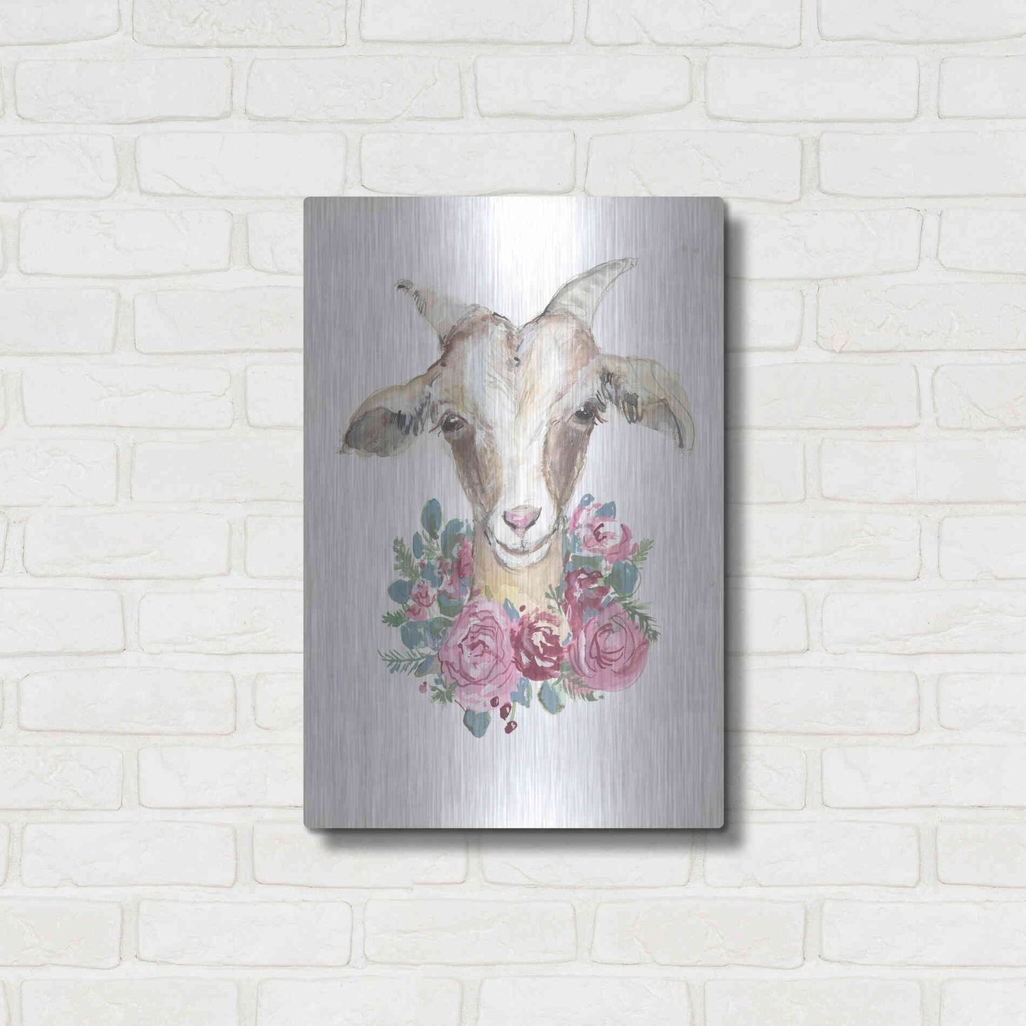 Luxe Metal Art 'Rosie the Goat' by Jessica Mingo, Metal Wall Art,16x24