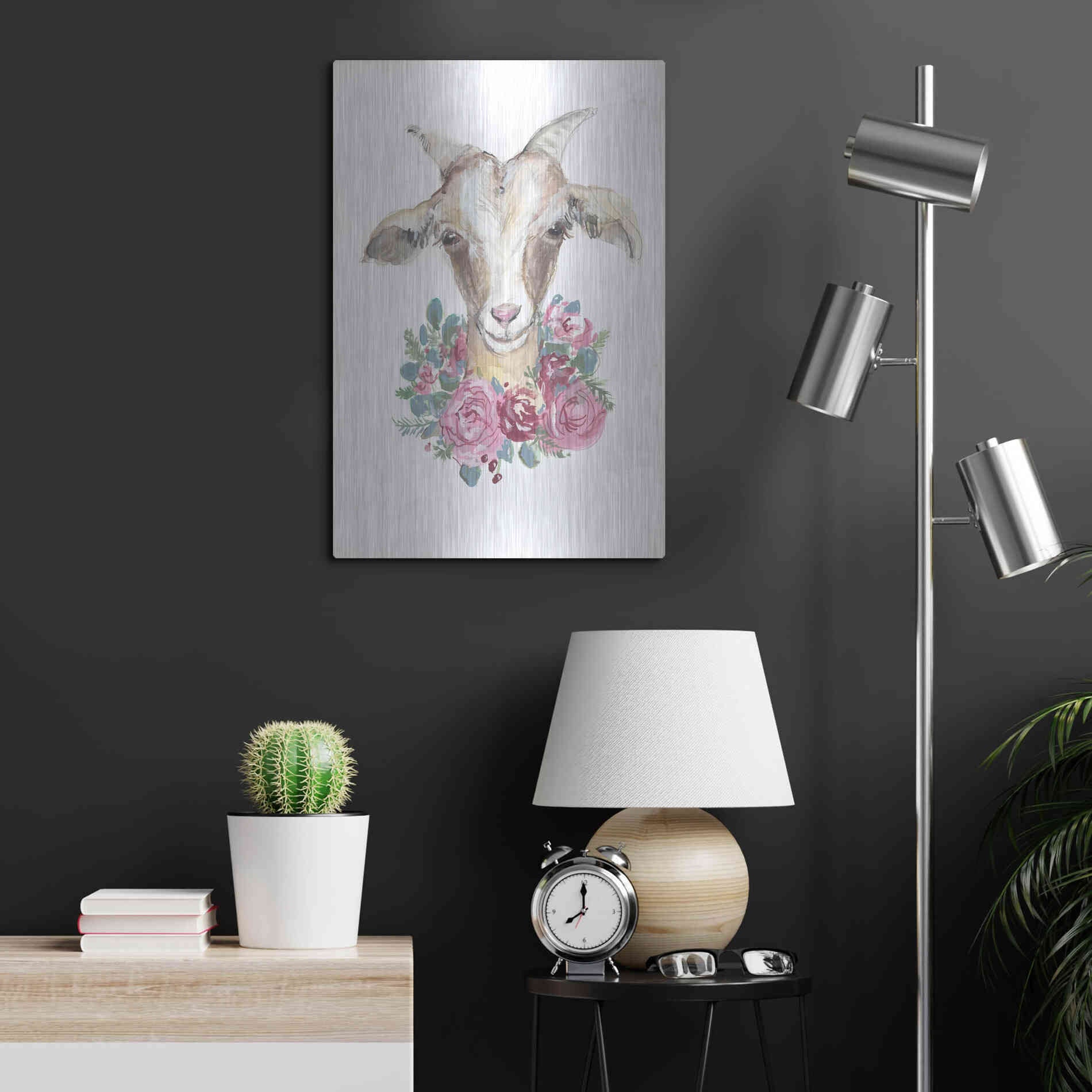 Luxe Metal Art 'Rosie the Goat' by Jessica Mingo, Metal Wall Art,16x24