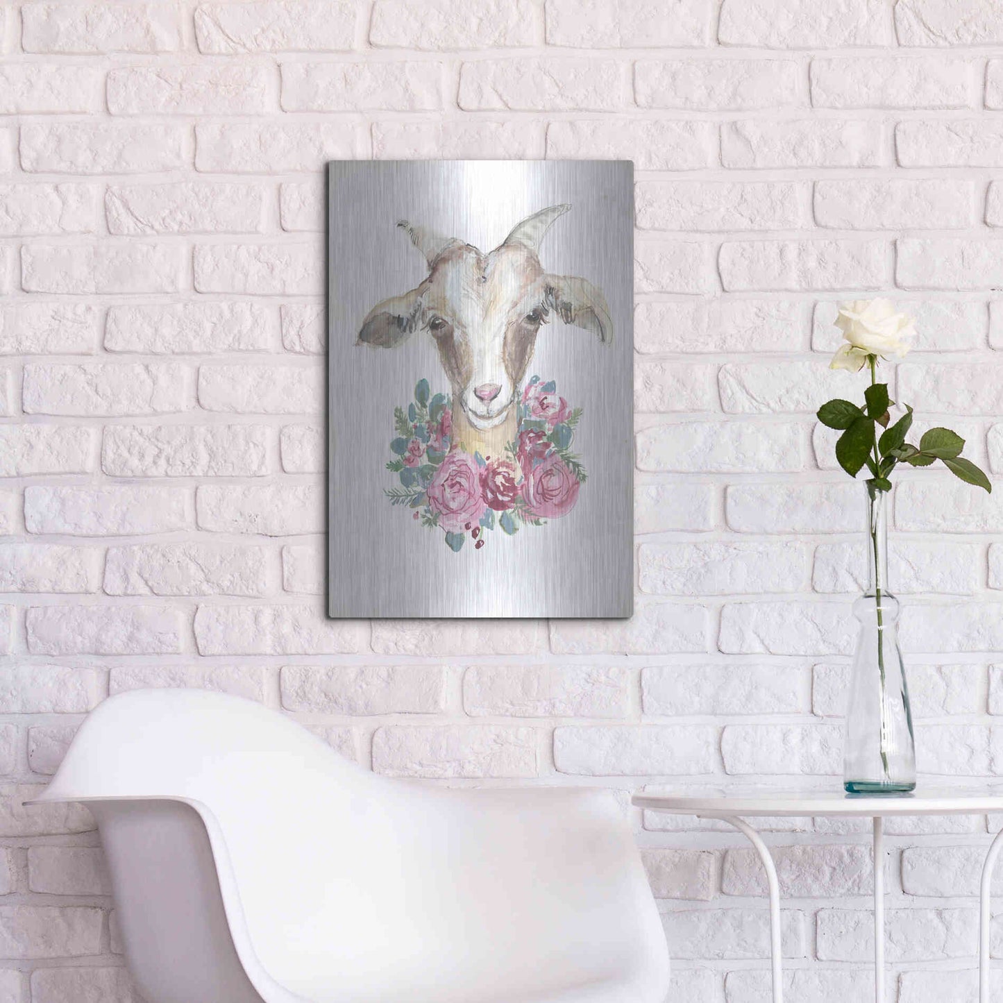 Luxe Metal Art 'Rosie the Goat' by Jessica Mingo, Metal Wall Art,16x24