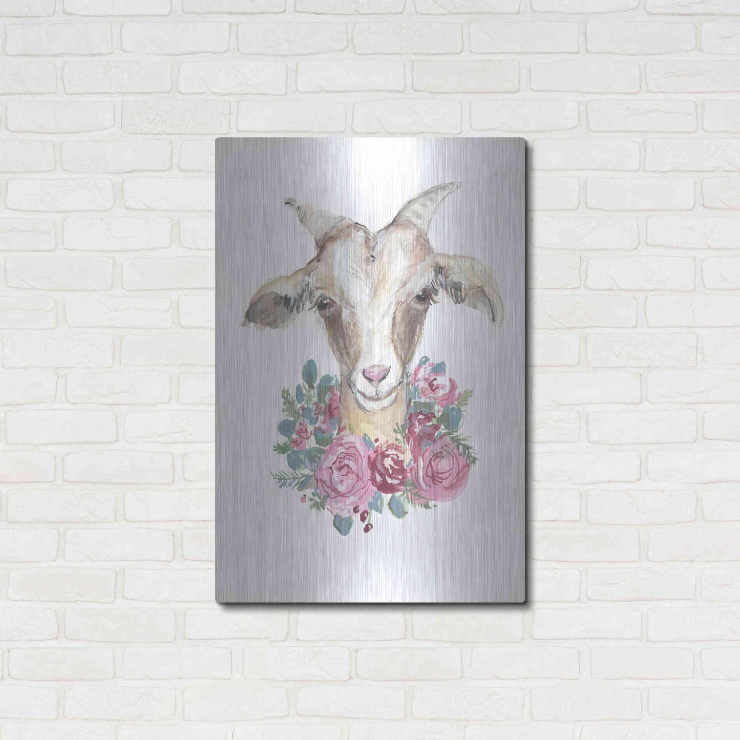 Luxe Metal Art 'Rosie the Goat' by Jessica Mingo, Metal Wall Art,24x36