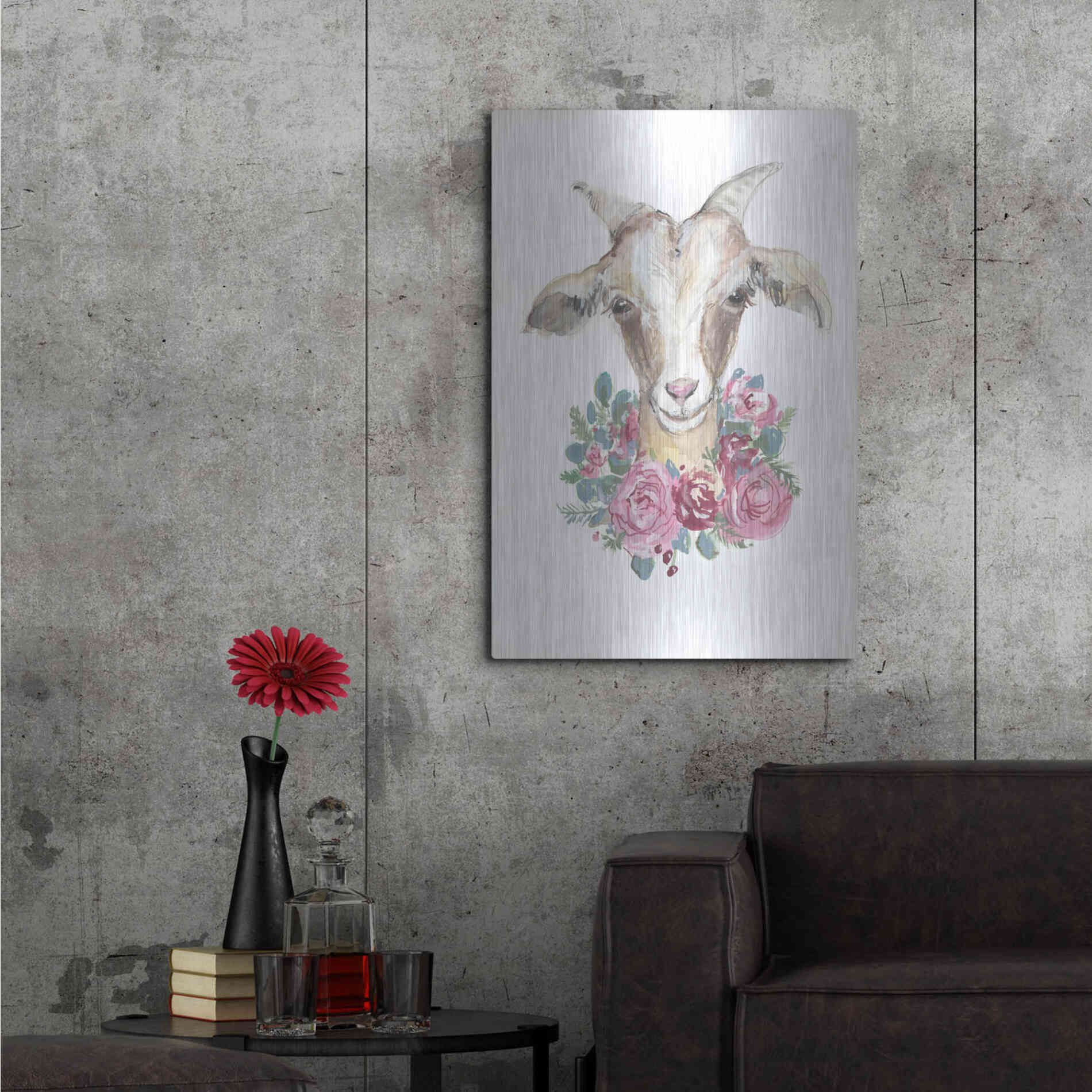 Luxe Metal Art 'Rosie the Goat' by Jessica Mingo, Metal Wall Art,24x36