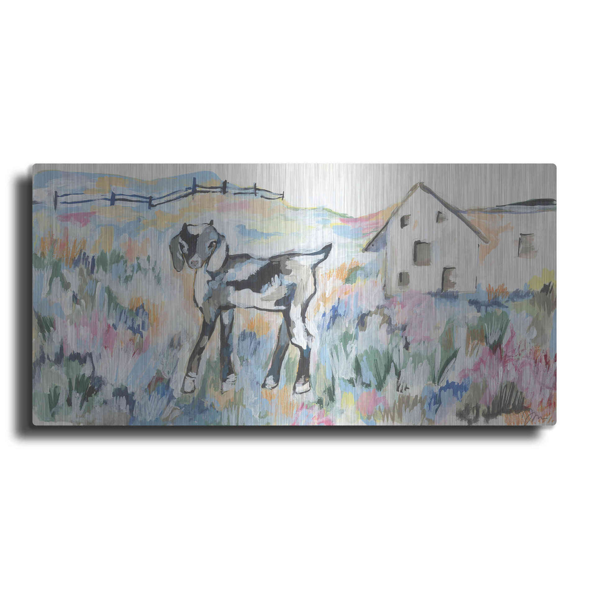 Luxe Metal Art 'Daisy the Goat' by Jessica Mingo, Metal Wall Art