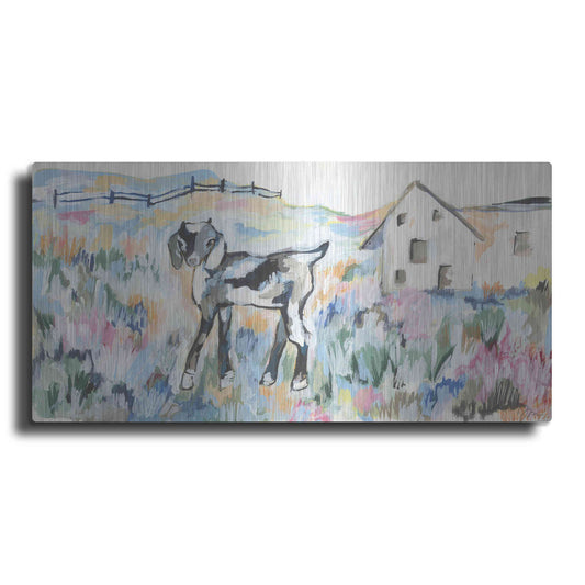 Luxe Metal Art 'Daisy the Goat' by Jessica Mingo, Metal Wall Art