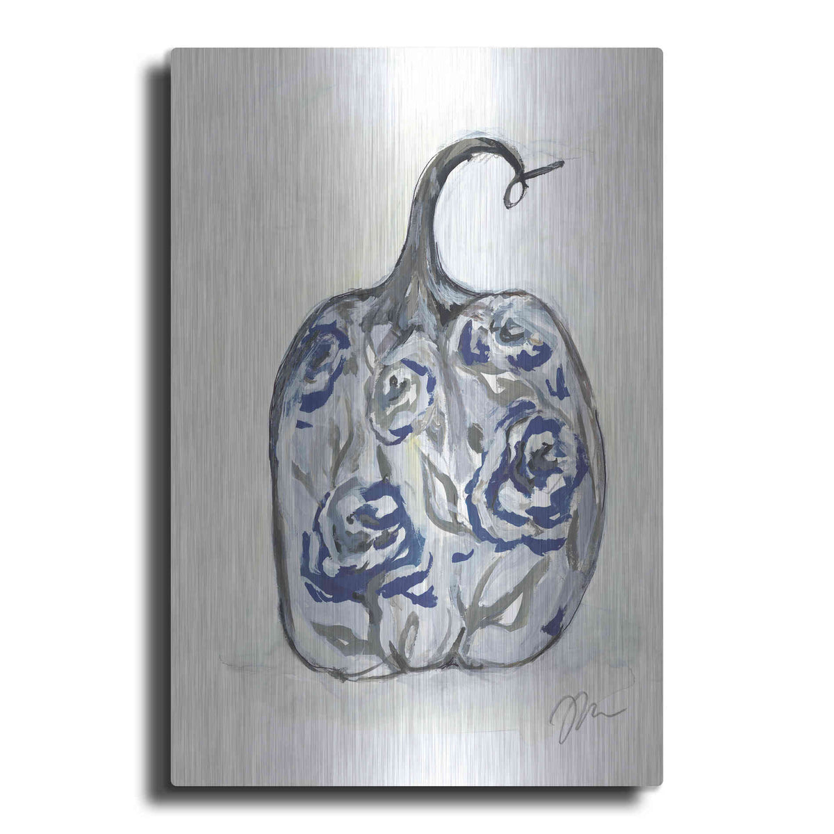 Luxe Metal Art 'Floral Pumpkin' by Jessica Mingo, Metal Wall Art