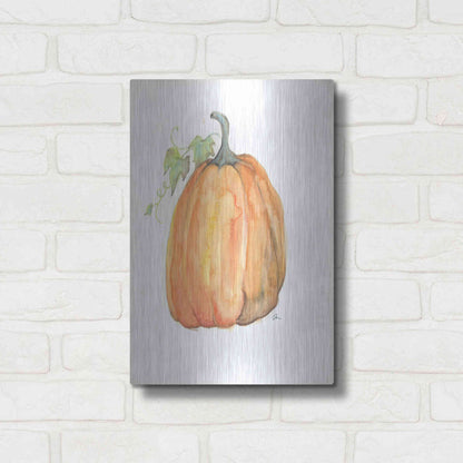 Luxe Metal Art 'Plump Pumpkin' by Jessica Mingo, Metal Wall Art,12x16