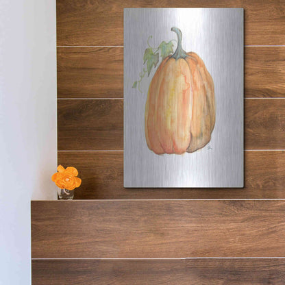 Luxe Metal Art 'Plump Pumpkin' by Jessica Mingo, Metal Wall Art,12x16