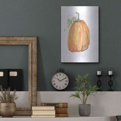 Luxe Metal Art 'Plump Pumpkin' by Jessica Mingo, Metal Wall Art,12x16